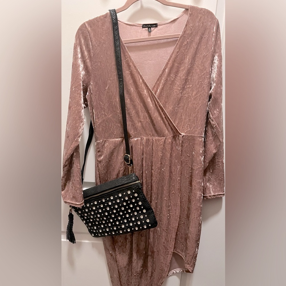 Stretch Pink Velvet Charlotte Russe Dress 1X